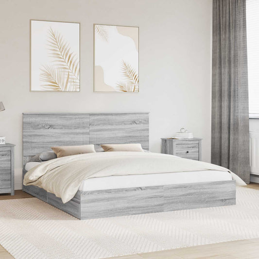 Letto con Contenitore con cassetto Grigio Sonoma 200 x 200 cm