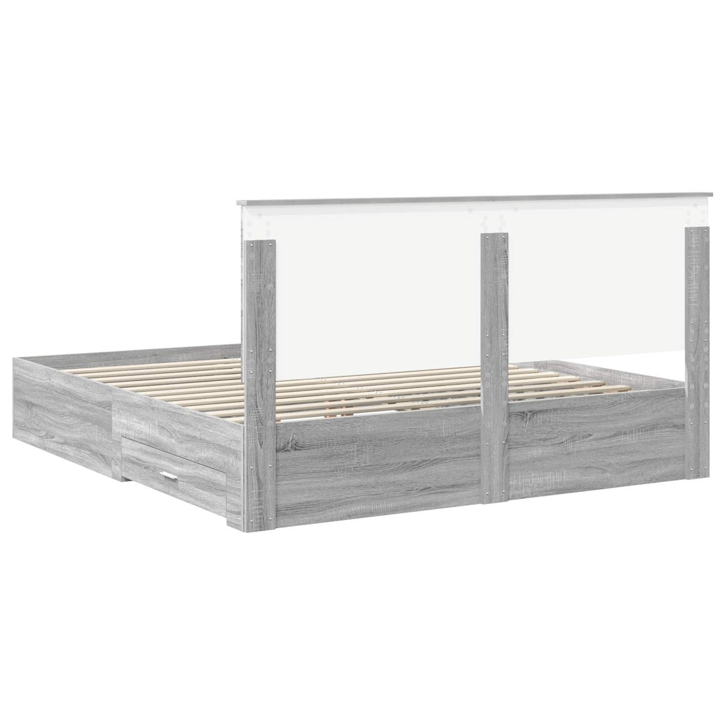 Letto con Contenitore con testiera Grigio Sonoma 200 x 200 cm | homemem39