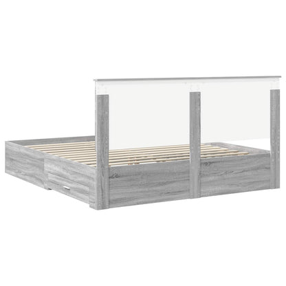 Letto con Contenitore con testiera Grigio Sonoma 200 x 200 cm | homemem39