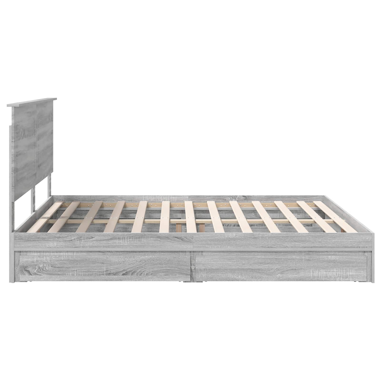 Letto con Contenitore con testiera Grigio Sonoma 200 x 200 cm | homemem39