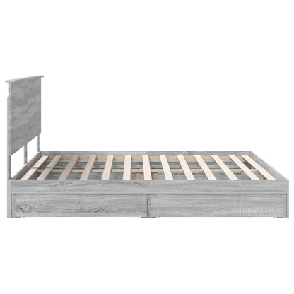 Letto con Contenitore con testiera Grigio Sonoma 200 x 200 cm | homemem39
