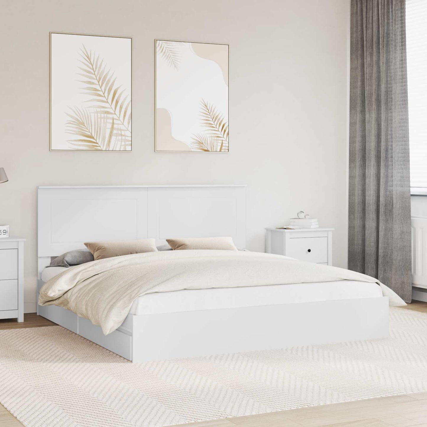 Letto con Contenitore Bianco 180 x 200 cm Legno multistrato | homemem39