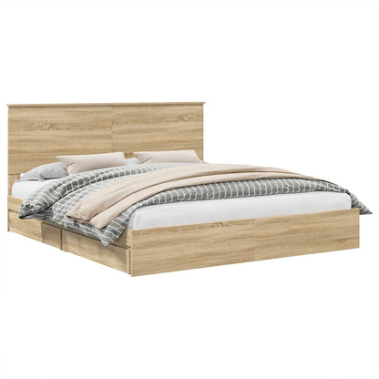 Letto con Contenitore con testiera Rovere Sonoma 180 x 200 cm | homemem39