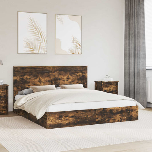 Letto con Contenitore con testiera Rovere fumé 180 x 200 cm | homemem39