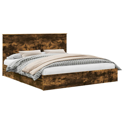 Letto con Contenitore con testiera Rovere fumé 180 x 200 cm | homemem39