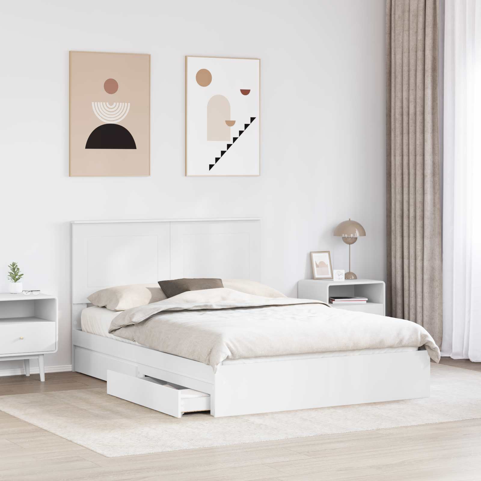 Letto con Contenitore Bianco 160 x 200 cm Legno multistrato | homemem39