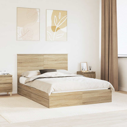 Letto con Contenitore con testiera Rovere Sonoma 160 x 200 cm | homemem39