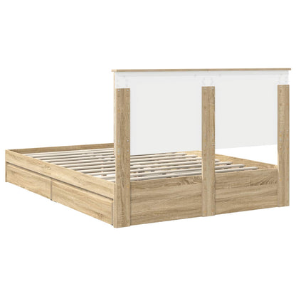 Letto con Contenitore con testiera Rovere Sonoma 160 x 200 cm | homemem39