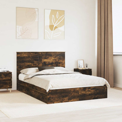 Letto con Contenitore con testiera Rovere fumé 160 x 200 cm | homemem39