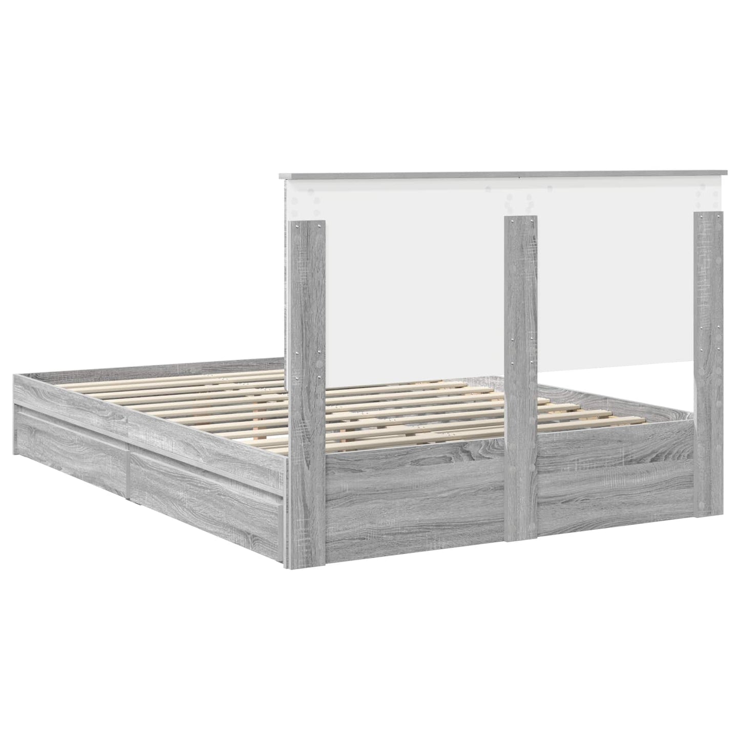 Letto con Contenitore con testiera Grigio Sonoma 160 x 200 cm | homemem39