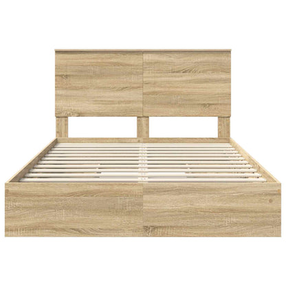 Letto con Contenitore con testiera Rovere Sonoma 140 x 190 cm | homemem39