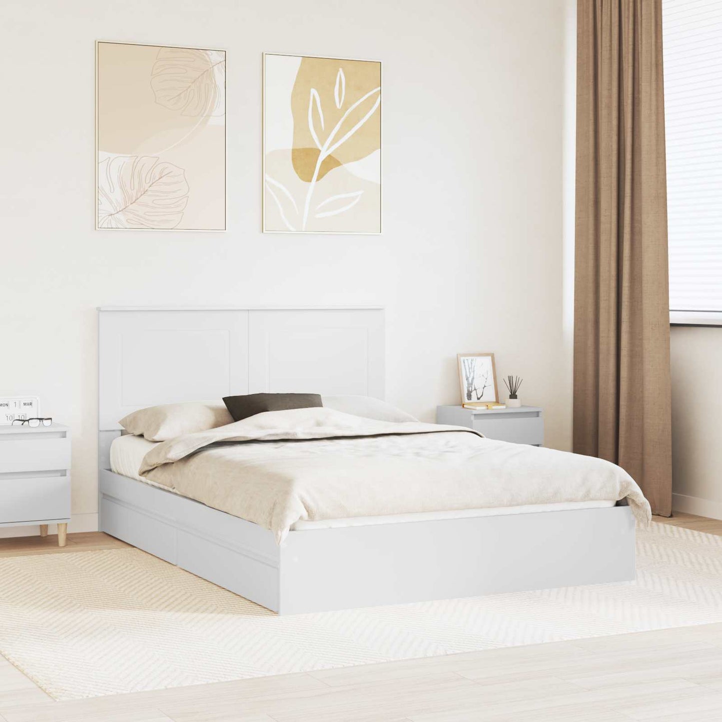 Letto con Contenitore Bianco 140 x 200 cm Legno multistrato | homemem39