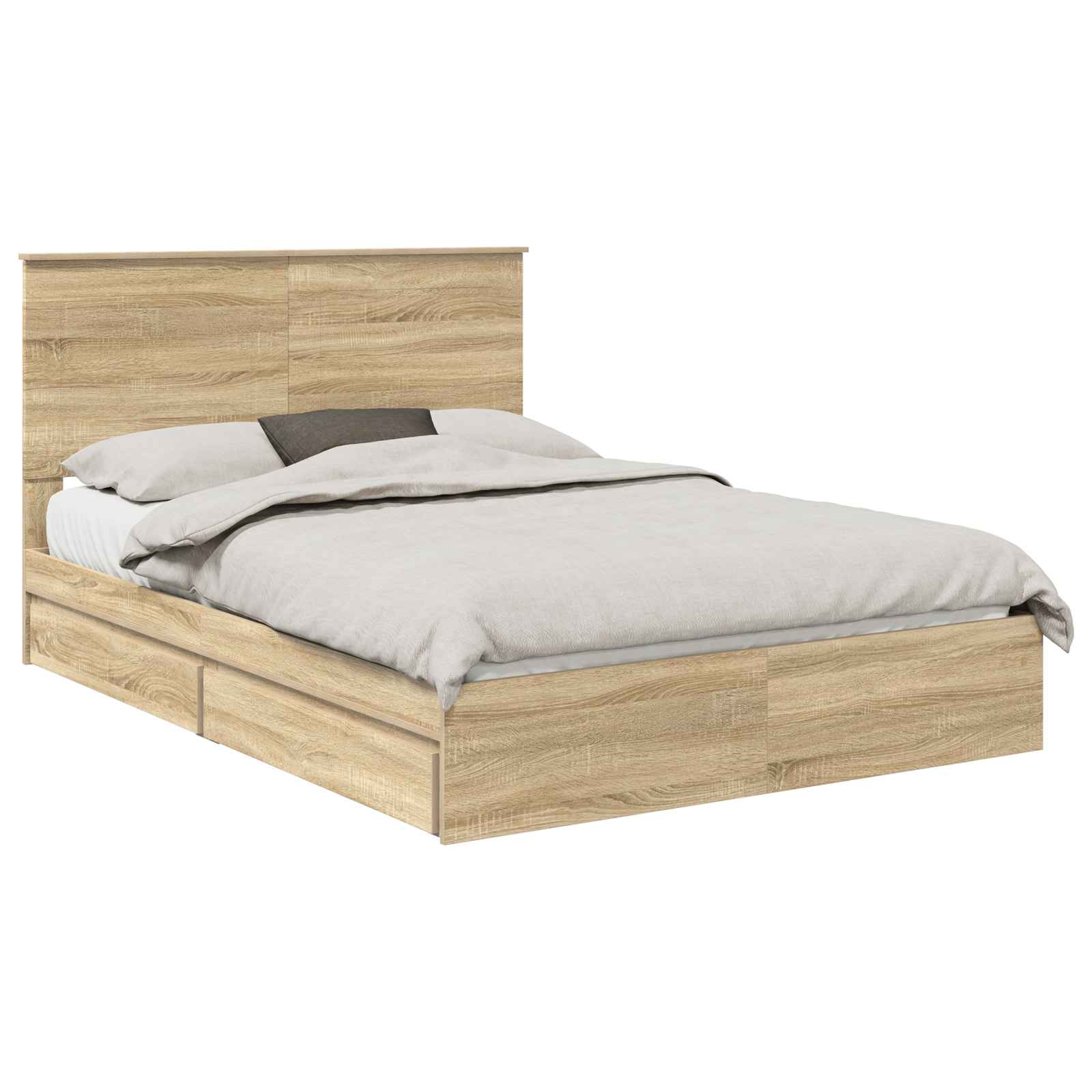 Letto con Contenitore con testiera Rovere Sonoma 140 x 200 cm | homemem39