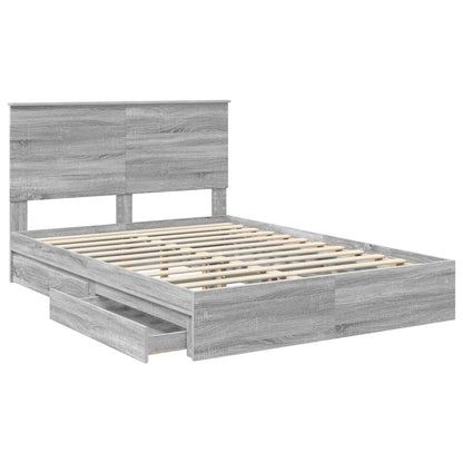Letto con Contenitore con testiera Grigio Sonoma 140 x 200 cm | homemem39