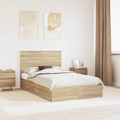 Letto con Contenitore con testiera Rovere Sonoma 135 x 190 cm | homemem39