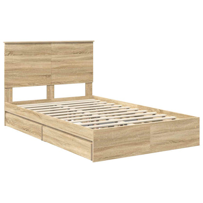 Letto con Contenitore con testiera Rovere Sonoma 135 x 190 cm | homemem39