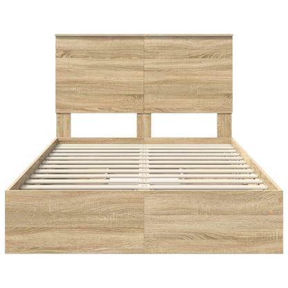 Letto con Contenitore con testiera Rovere Sonoma 135 x 190 cm | homemem39