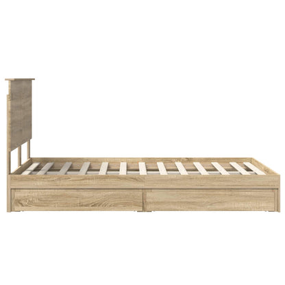 Letto con Contenitore con testiera Rovere Sonoma 135 x 190 cm | homemem39