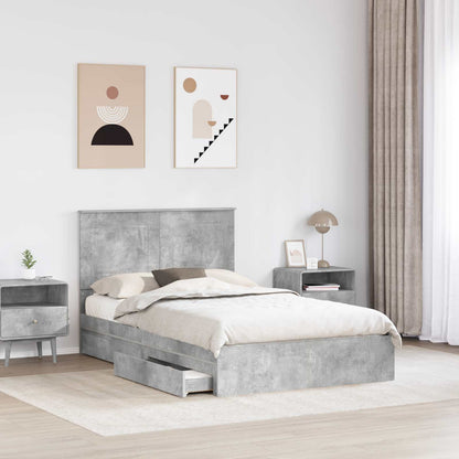 Letto con Contenitore con testiera Grigio cemento 135 x 190 cm | homemem39