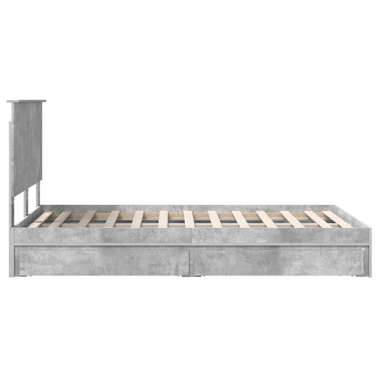 Letto con Contenitore con testiera Grigio cemento 135 x 190 cm | homemem39