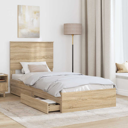 Letto con Contenitore con testiera Rovere Sonoma 100 x 200 cm | homemem39