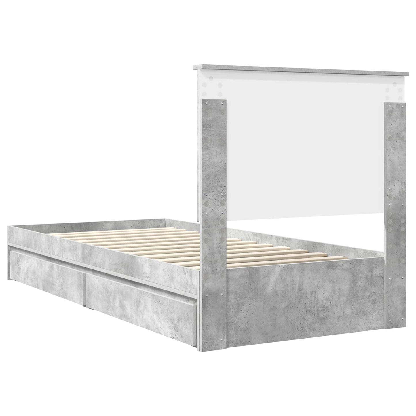 Letto con Contenitore con testiera Grigio cemento 100 x 200 cm