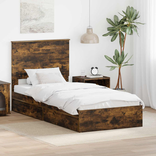 Letto con Contenitore con cassetto Rovere fumé 100 x 200 cm | homemem39