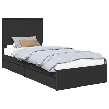 Letto con Contenitore Nero 90 x 190 cm Legno multistrato | homemem39