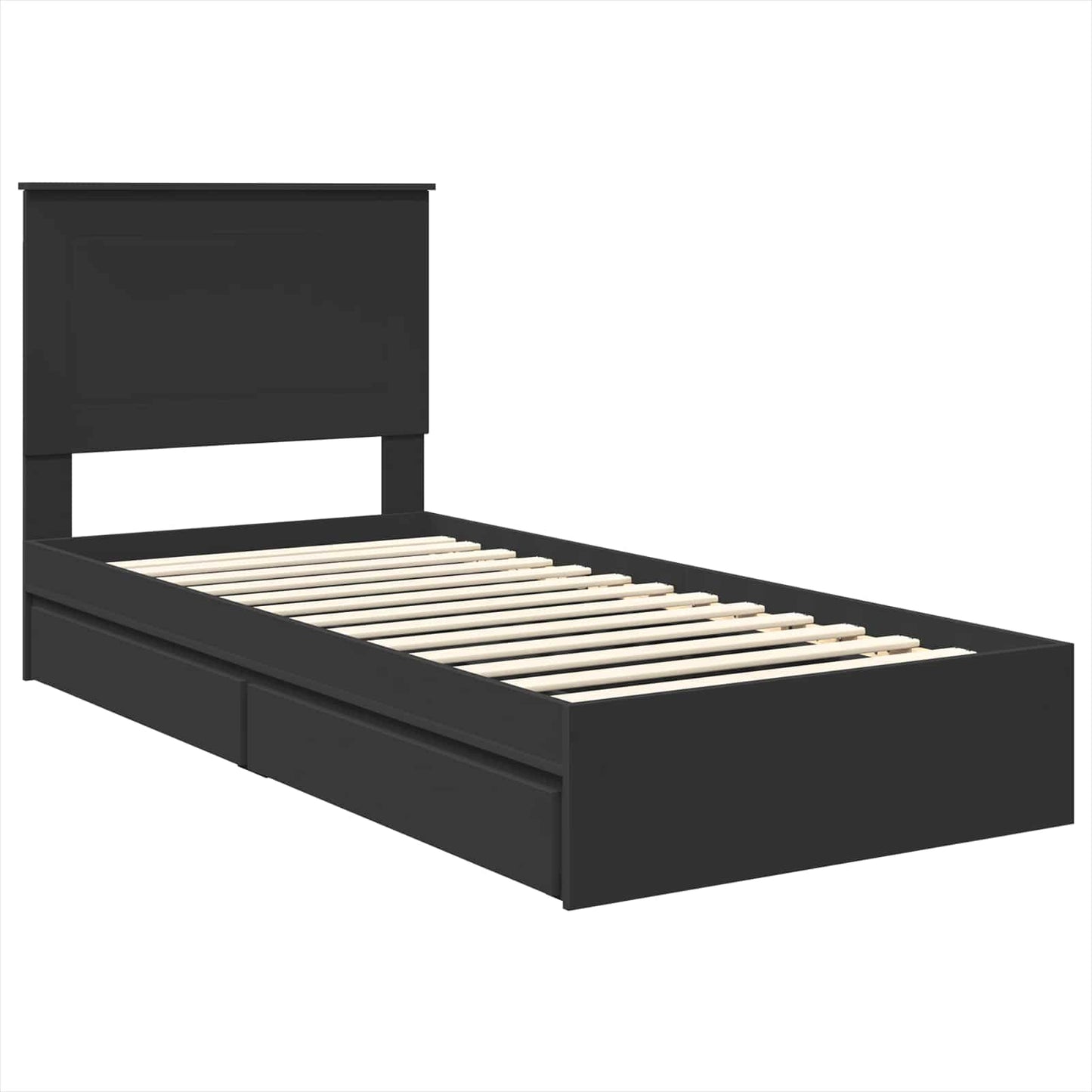 Letto con Contenitore Nero 90 x 190 cm Legno multistrato | homemem39