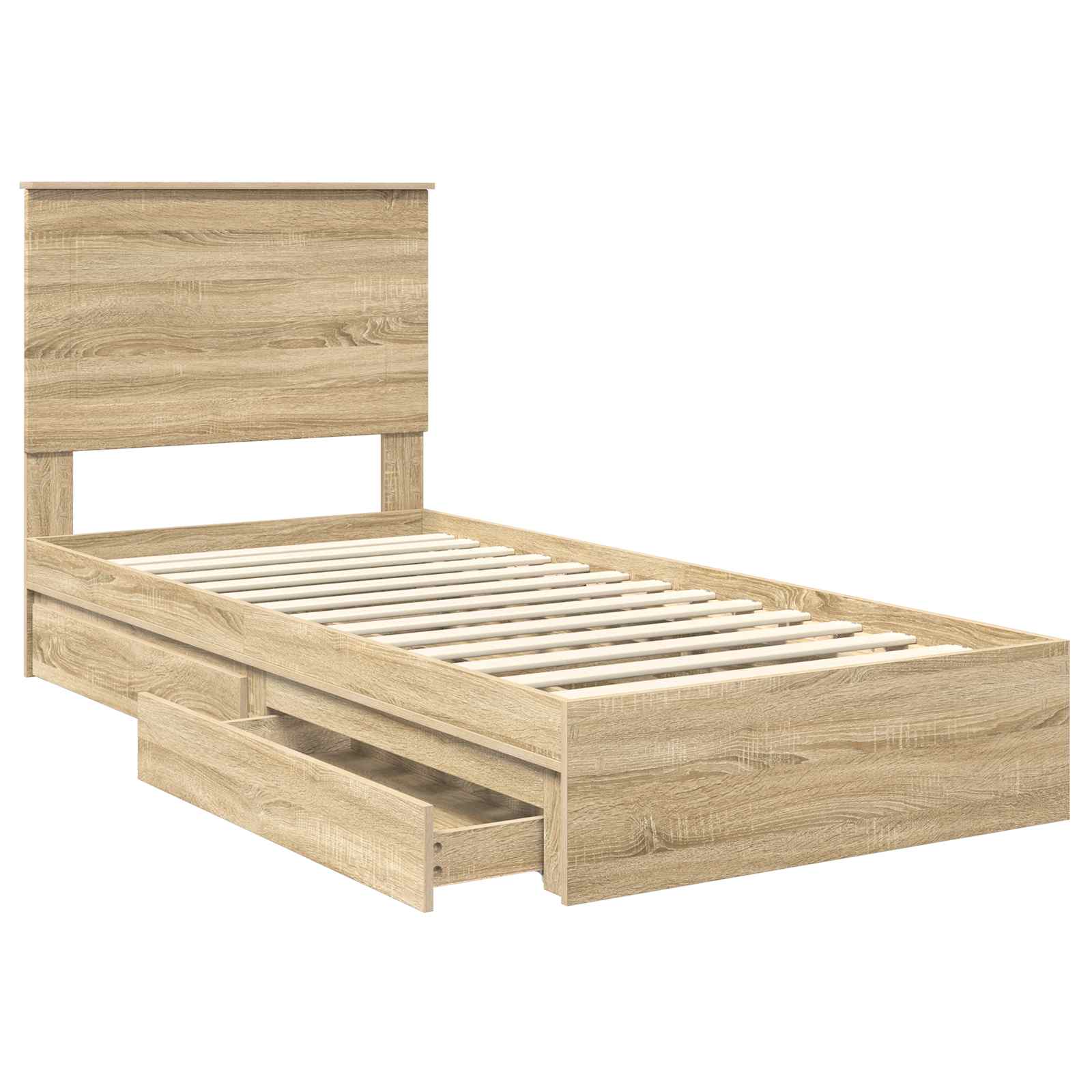 Letto con Contenitore con testiera Rovere Sonoma 90 x 190 cm | homemem39