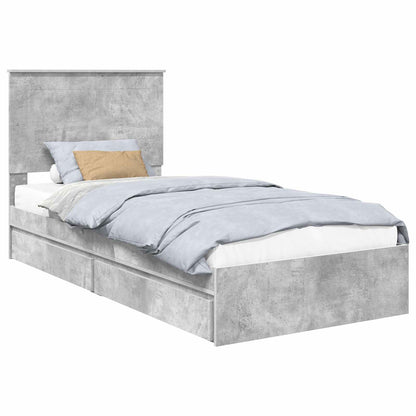 Letto con Contenitore con testiera Grigio cemento 90 x 190 cm | homemem39