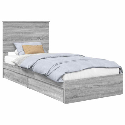 Letto con Contenitore con testiera Grigio Sonoma 90 x 190 cm | homemem39
