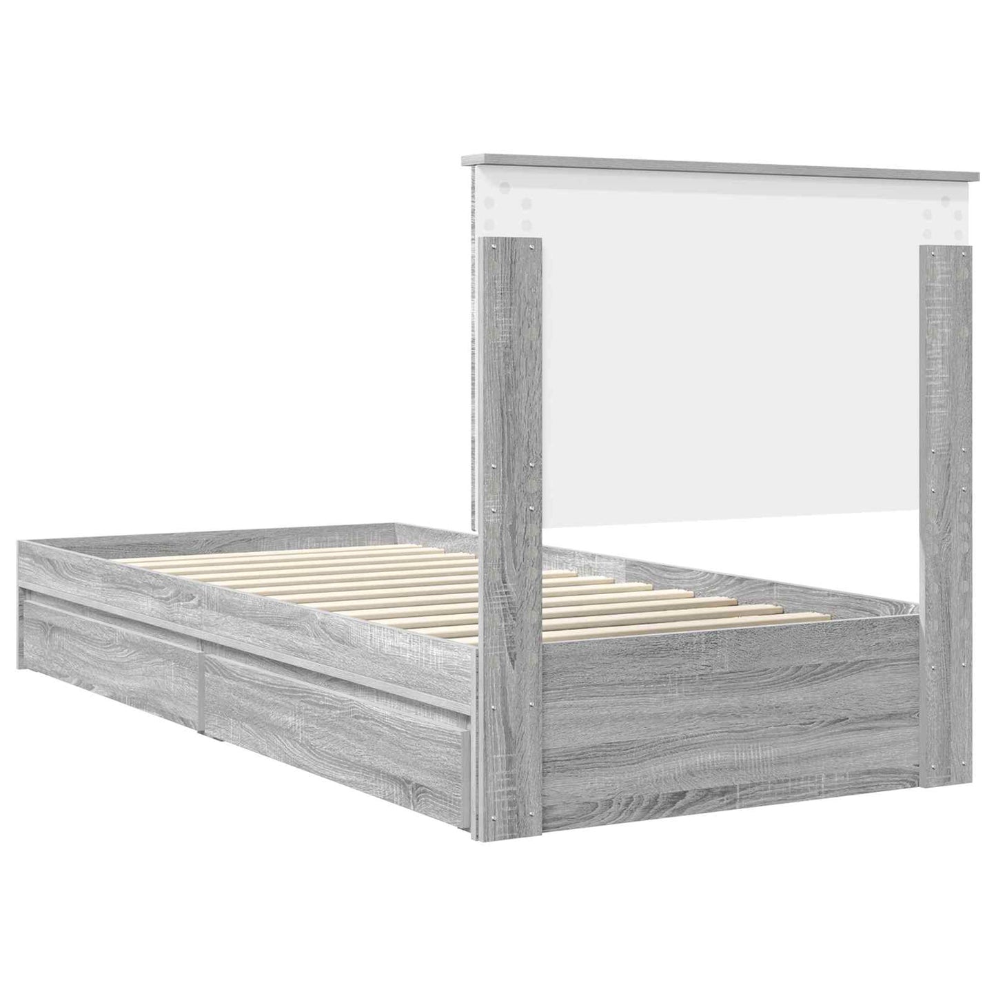Letto con Contenitore con testiera Grigio Sonoma 90 x 190 cm | homemem39