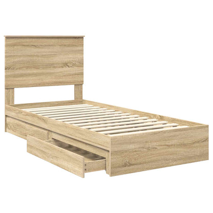 Letto con Contenitore con testiera Rovere Sonoma 90 x 200 cm | homemem39