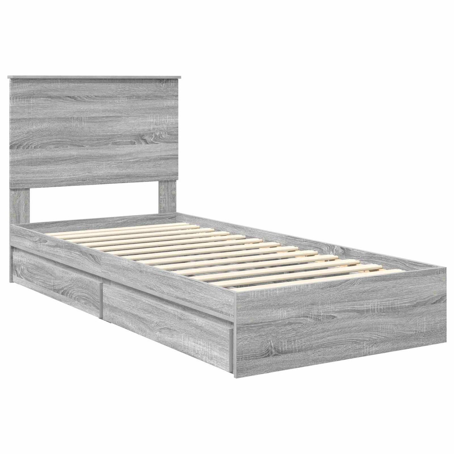 Letto con Contenitore con testiera Grigio Sonoma 90 x 200 cm | homemem39