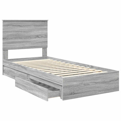 Letto con Contenitore con testiera Grigio Sonoma 90 x 200 cm | homemem39
