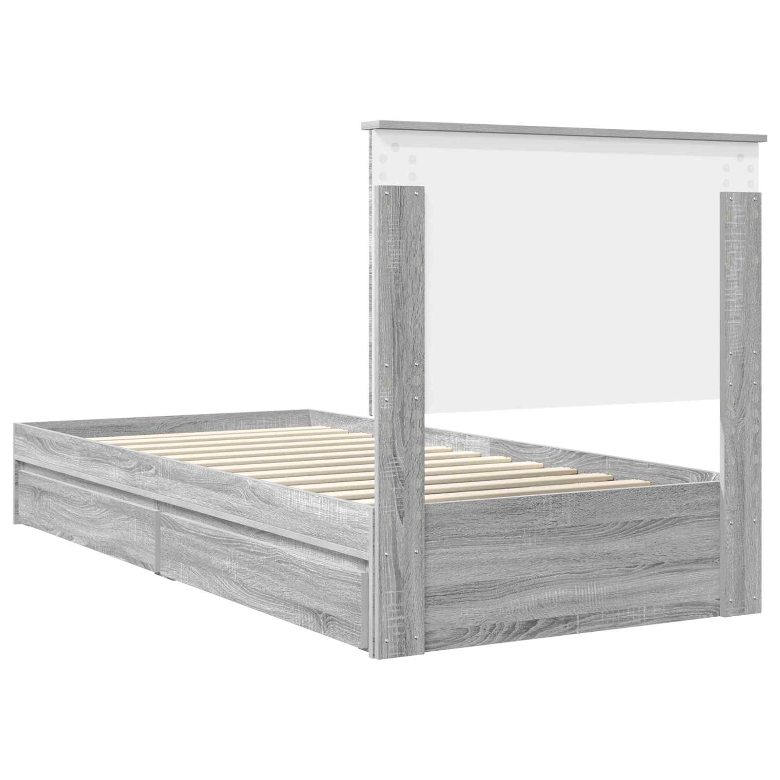 Letto con Contenitore con testiera Grigio Sonoma 90 x 200 cm | homemem39