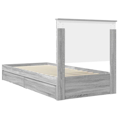 Letto con Contenitore con testiera Grigio Sonoma 90 x 200 cm | homemem39