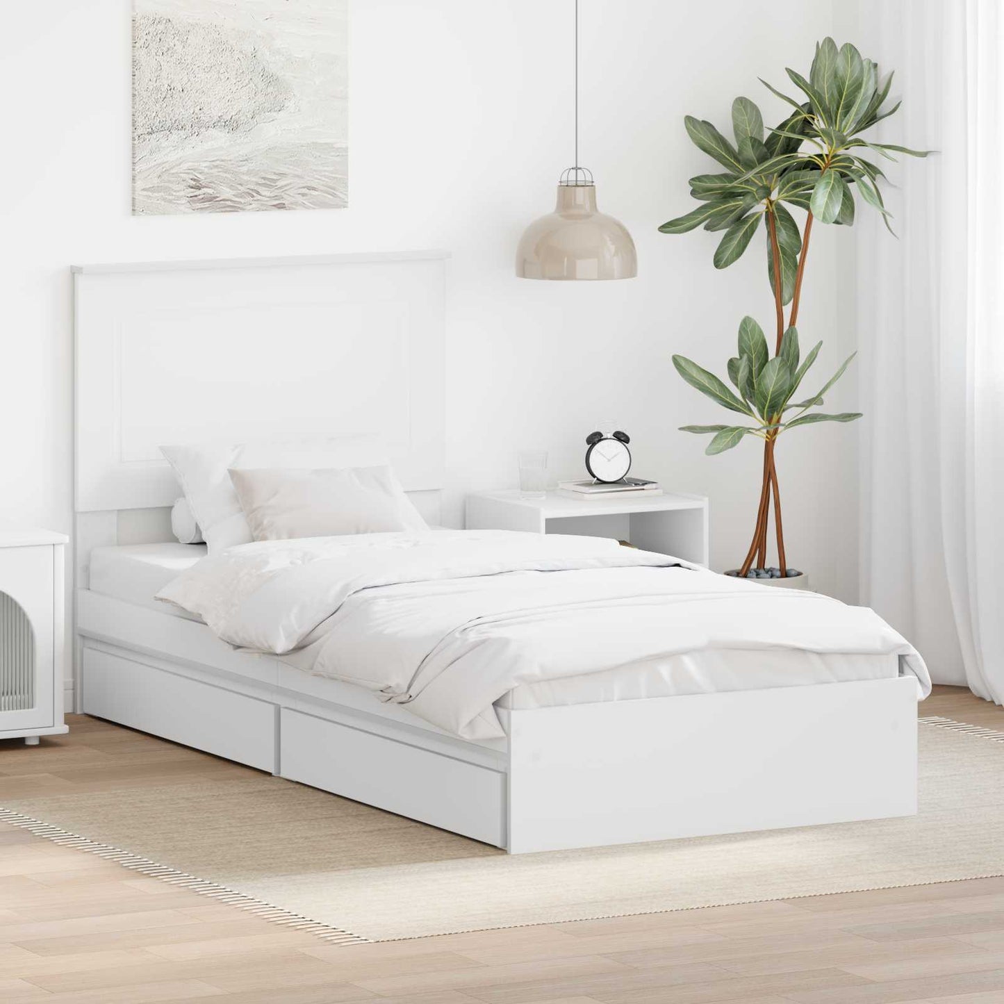 Letto con Contenitore Bianco 75 x 190 cm Legno multistrato | homemem39