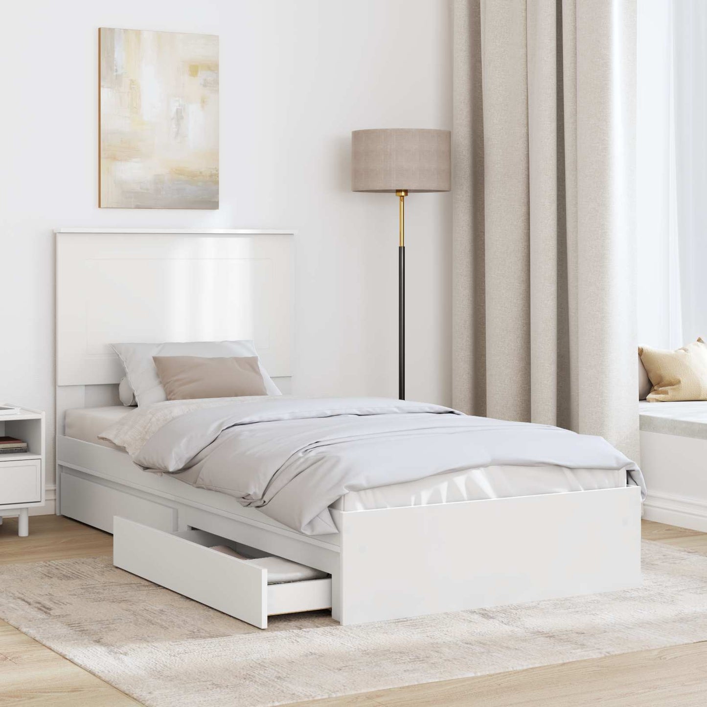 Letto con Contenitore Bianco 75 x 190 cm Legno multistrato | homemem39
