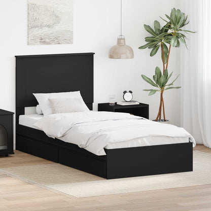 Letto con Contenitore Nero 75 x 190 cm Legno multistrato | homemem39