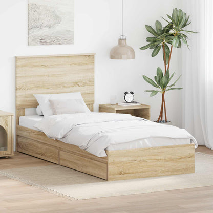 Letto con Contenitore con testiera Rovere Sonoma 75 x 190 cm | homemem39