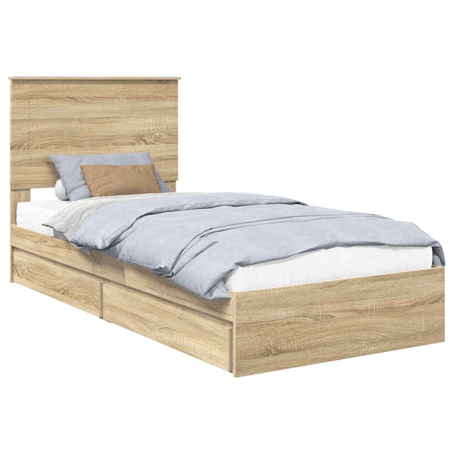 Letto con Contenitore con testiera Rovere Sonoma 75 x 190 cm | homemem39