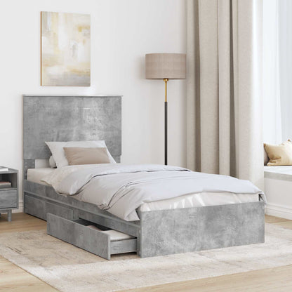 Letto con Contenitore con testiera Grigio cemento 75 x 190 cm | homemem39