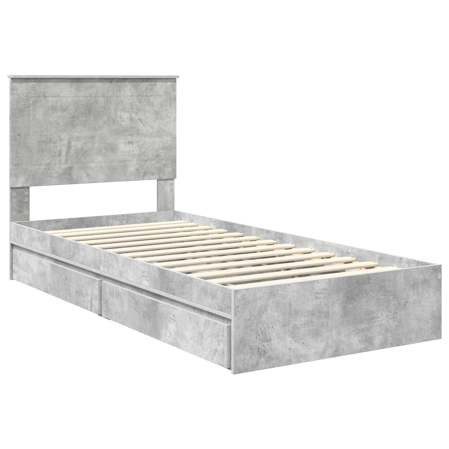 Letto con Contenitore con testiera Grigio cemento 75 x 190 cm | homemem39