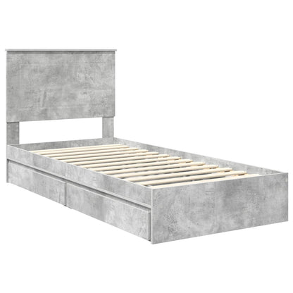 Letto con Contenitore con testiera Grigio cemento 75 x 190 cm | homemem39