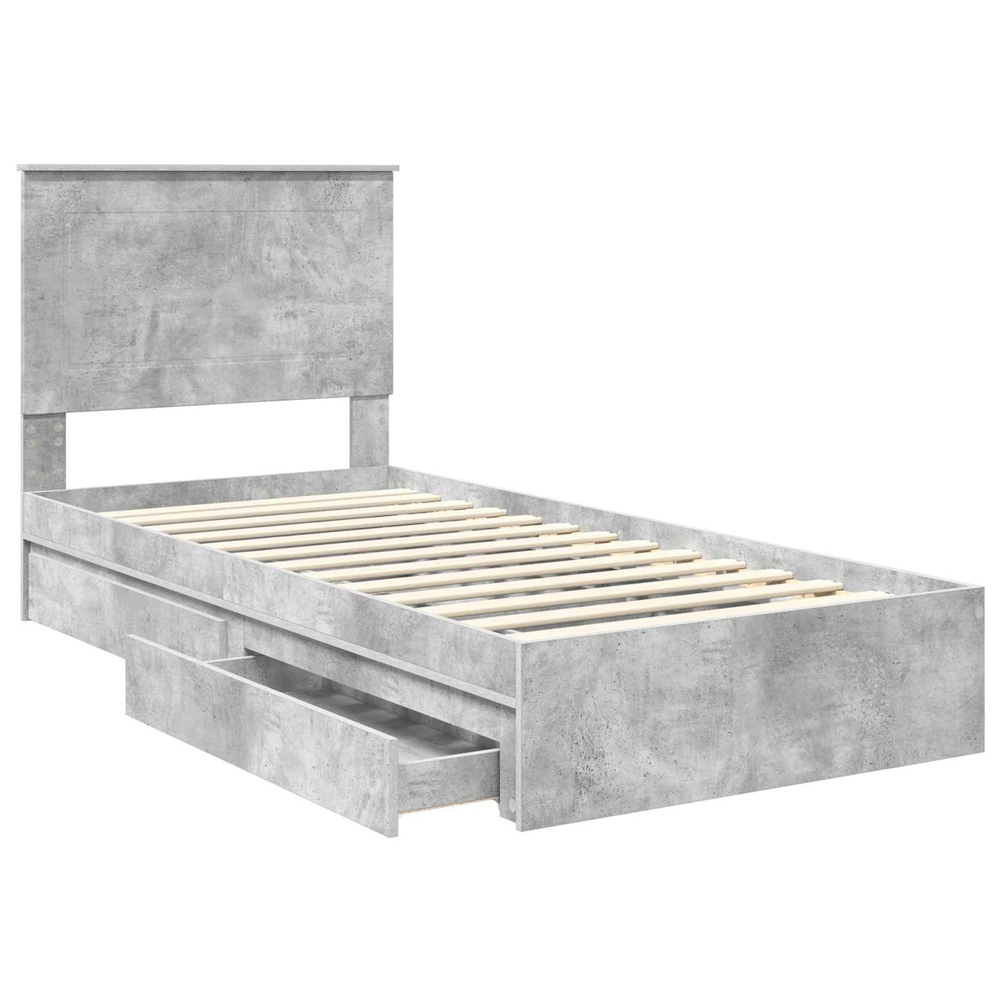 Letto con Contenitore con testiera Grigio cemento 75 x 190 cm | homemem39