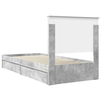 Letto con Contenitore con testiera Grigio cemento 75 x 190 cm | homemem39