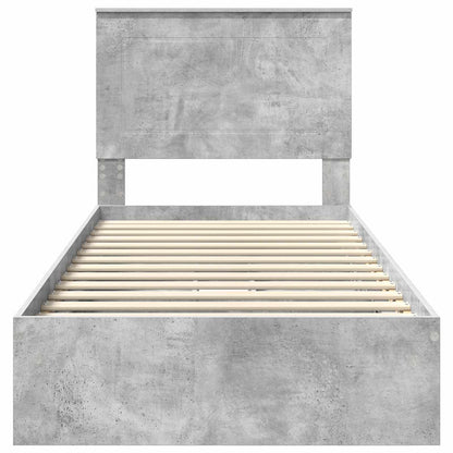 Letto con Contenitore con testiera Grigio cemento 75 x 190 cm | homemem39