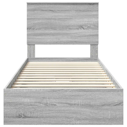 Letto con Contenitore con testiera Grigio Sonoma 75 x 190 cm | homemem39